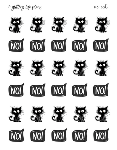 No Cat Planner and Journal Sticker Sheet