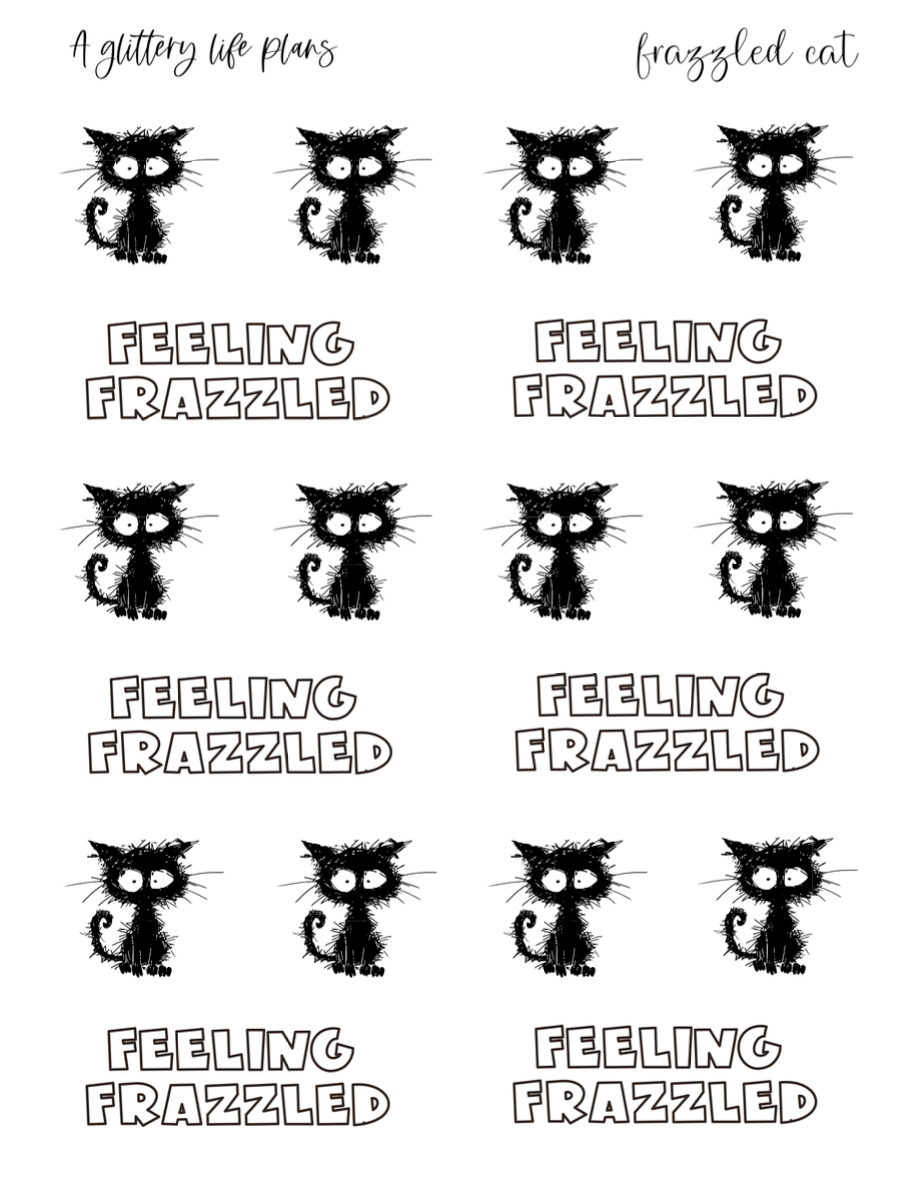 Frazzled Cat Planner and Journal Sticker Sheet