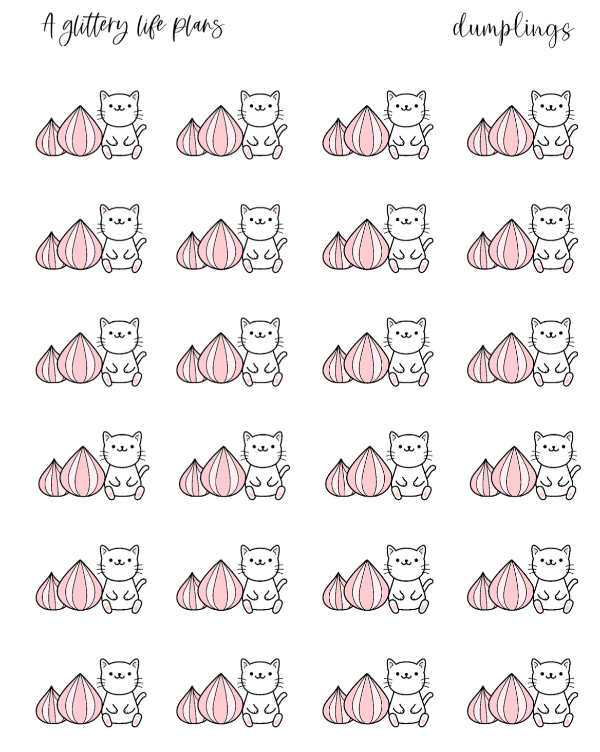 Dumpling Cat Planner and Journaling Sticker Sheet