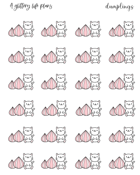 Dumpling Cat Planner and Journaling Sticker Sheet