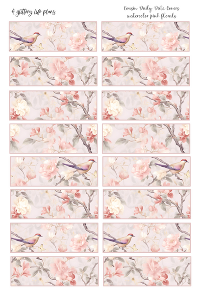 Floral Watercolors Cousin Date Covers XL Sticker Sheet for Planners and Journals