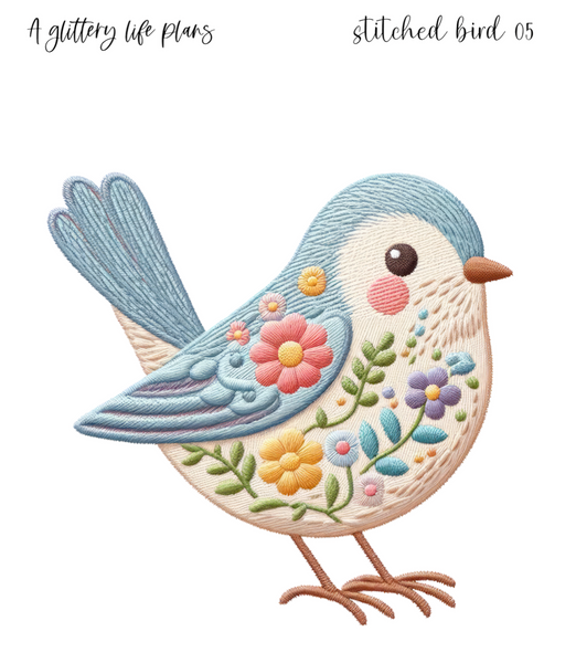 Stitched Birds XL Large Deco Stickers for Planners and Journals