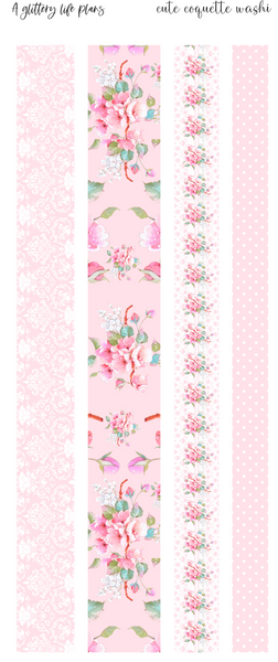 Cute Coquette Washi and Torn Paper deco Sticker Sheet for Planners and Journals