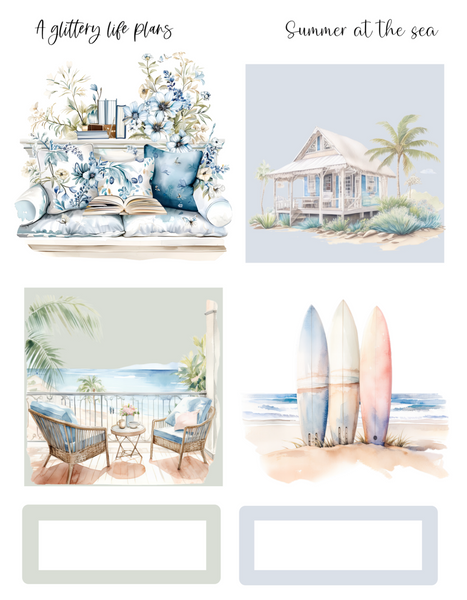 Summer at the Sea 7 page Mini Kit - Planner and Journaling Stickers