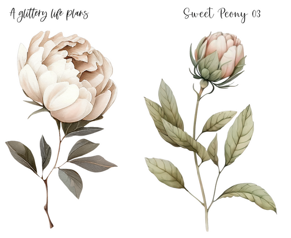 Sweet Peony XL Large Deco Stickers for Planners and Journals