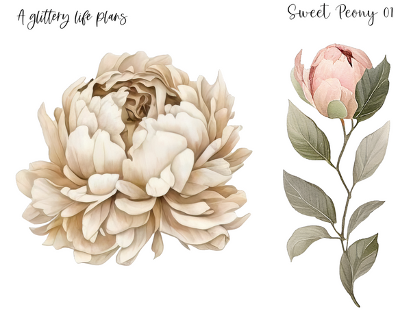 Sweet Peony XL Large Deco Stickers for Planners and Journals