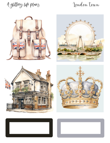 London Town 7 page Mini Kit - Planner and Journaling Stickers