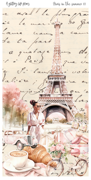 Full Sheet Paris in the Summer deco Sticker Sheet for Planners and Journals