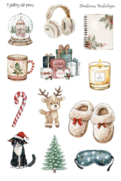 Christmas Nostalgia XL deco Sticker Sheet for Planners and Journals