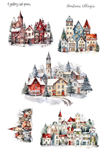 Christmas Villages XL deco Sticker Sheet for Planners and Journals