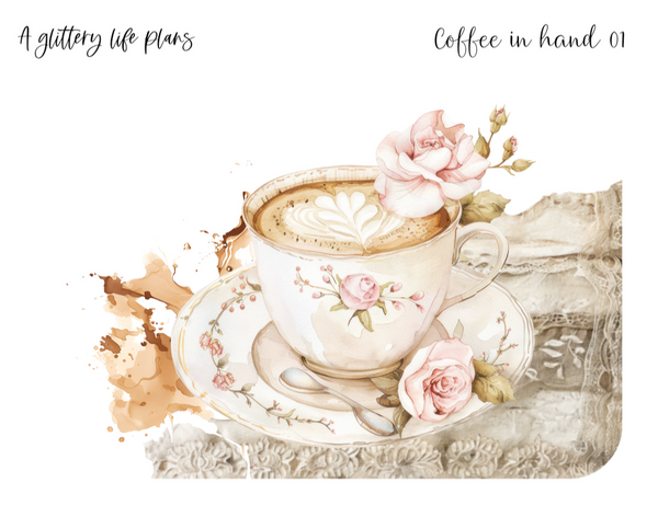 Coffee in Hand XL Large Deco Stickers for Planners and Journals