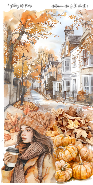 Full Sheet Autumn Air deco Sticker Sheet for Planners and Journals