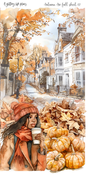 Full Sheet Autumn Air deco Sticker Sheet for Planners and Journals