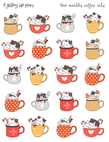 Brrr months coffee cats Deco Stickers