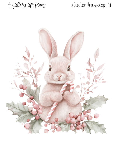 Winter Bunnies XL Large Deco Stickers for Planners and Journals