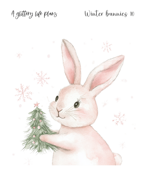 Winter Bunnies XL Large Deco Stickers for Planners and Journals