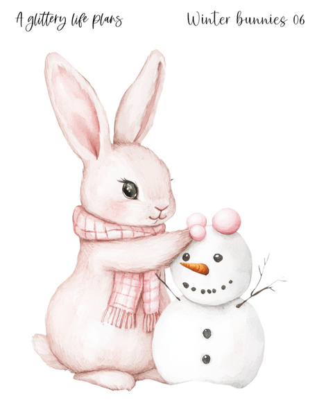 Winter Bunnies XL Large Deco Stickers for Planners and Journals