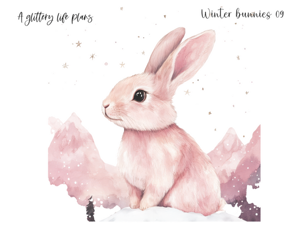 Winter Bunnies XL Large Deco Stickers for Planners and Journals