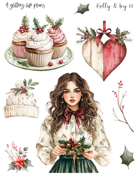 Holly and Ivy Decorative Stickers for Planners and Journals