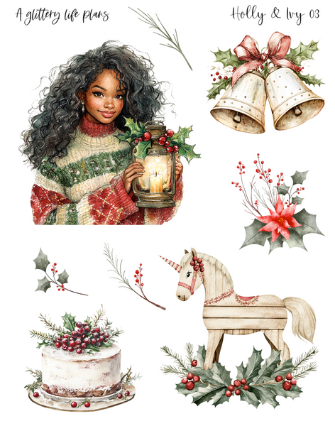 Holly and Ivy Decorative Stickers for Planners and Journals