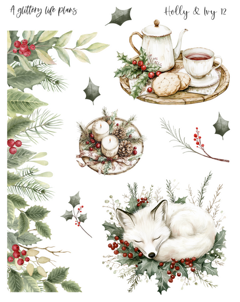 Holly and Ivy Decorative Stickers for Planners and Journals