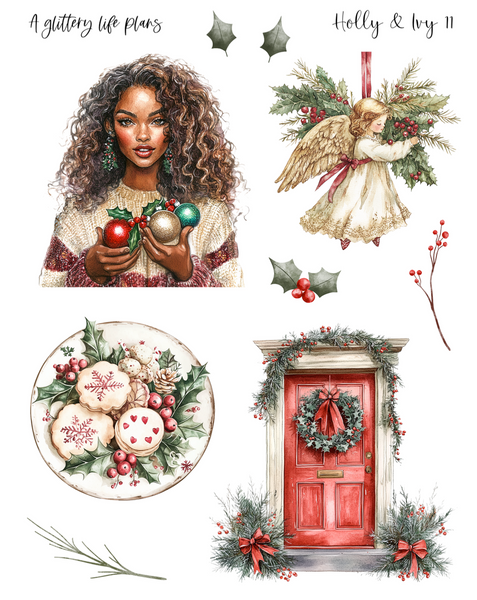 Holly and Ivy Decorative Stickers for Planners and Journals