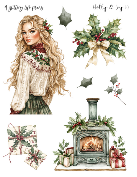 Holly and Ivy Decorative Stickers for Planners and Journals