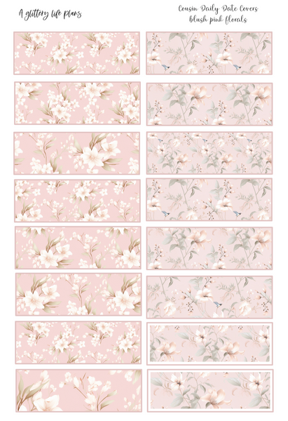 Pink Florals Cousin Date Covers Sticker Sheet for Planners and Journals