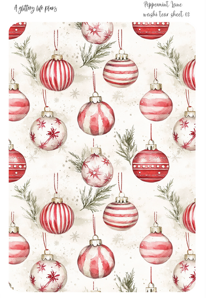 Peppermint Lane Washi Tear Sticker Sheet for Planners and Journals