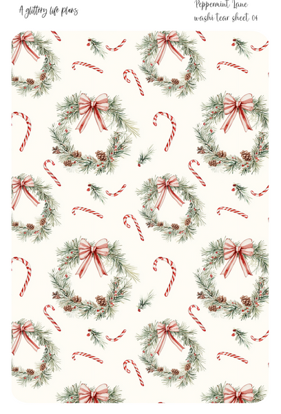 Peppermint Lane Washi Tear Sticker Sheet for Planners and Journals