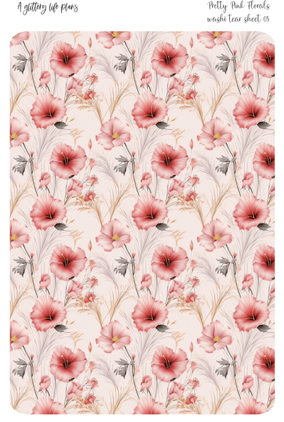 Pretty Pink Florals Washi Tear Sticker Sheet for Planners and Journals