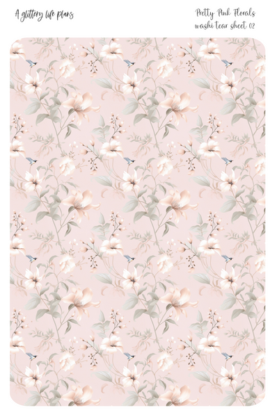 Pretty Pink Florals Washi Tear Sticker Sheet for Planners and Journals