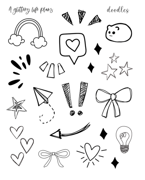 Doodles Deco Stickers for Planners and Journaling