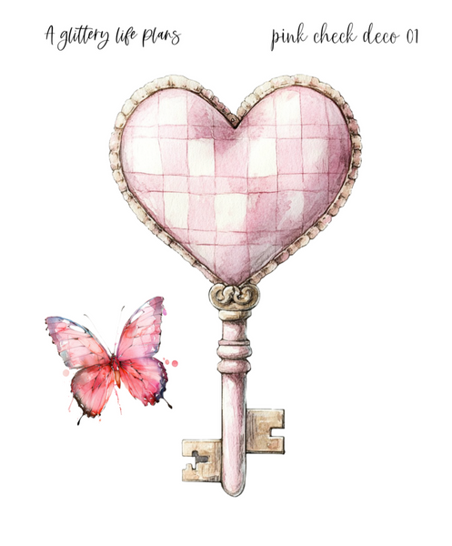 Pink Check XL Large Deco Stickers for Planners and Journals