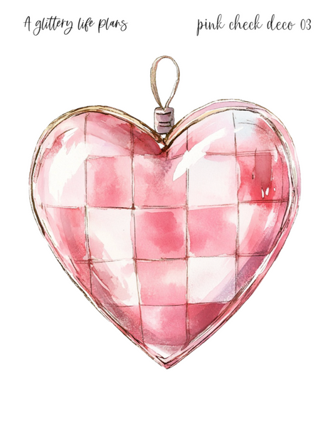 Pink Check XL Large Deco Stickers for Planners and Journals