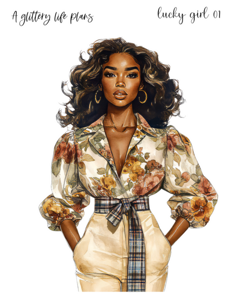 Lucky Girl XL Large Deco Stickers for Planners and Journals