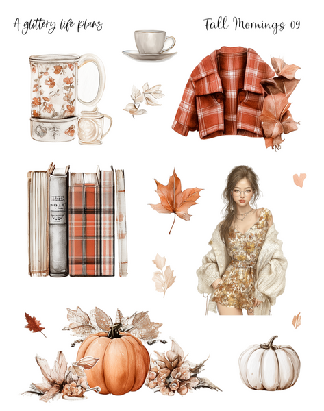 Fall Mornings of Decorative Stickers for Planners and Journals