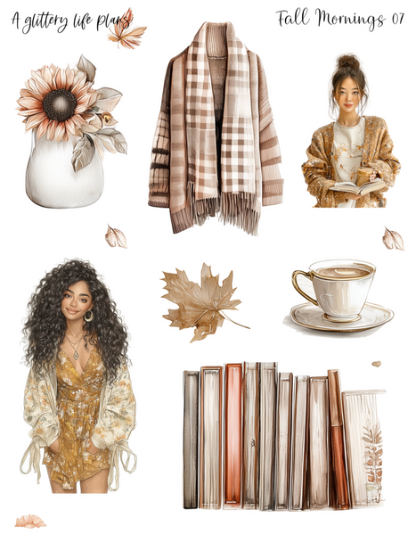 Fall Mornings of Decorative Stickers for Planners and Journals