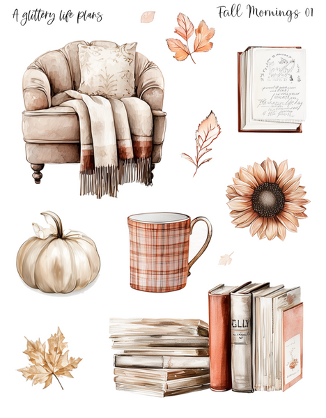 Fall Mornings of Decorative Stickers for Planners and Journals