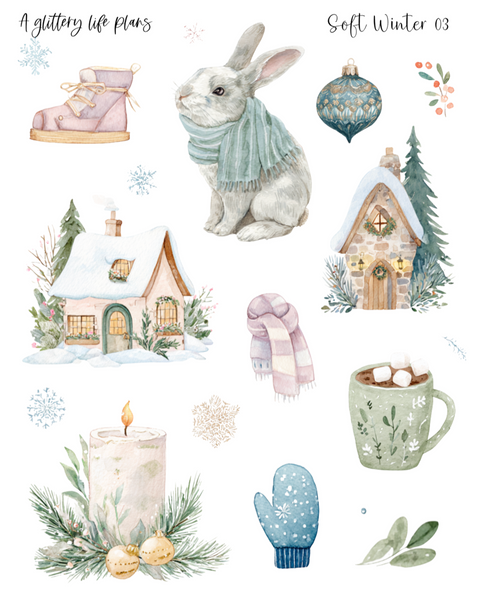 Soft Winter Deco Stickers for Planners and Journals