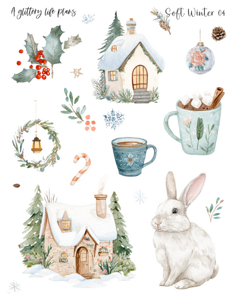 Soft Winter Deco Stickers for Planners and Journals