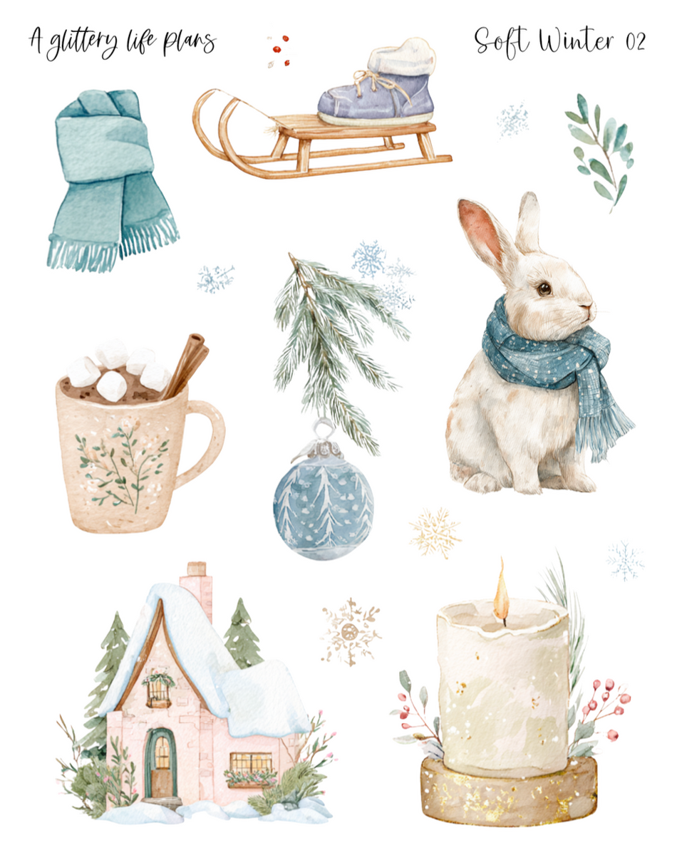 Soft Winter Deco Stickers for Planners and Journals – A Glittery Life Plans