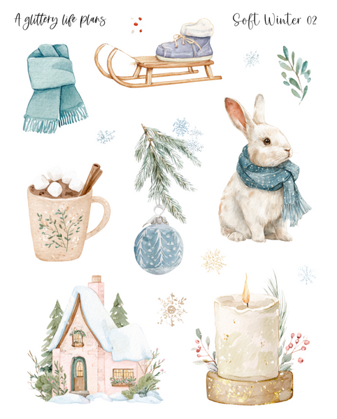 Soft Winter Deco Stickers for Planners and Journals