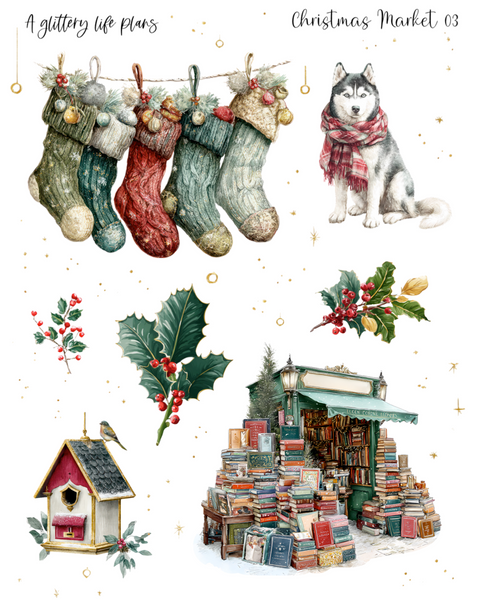 Christmas Market Decorative Stickers for Planners and Journals