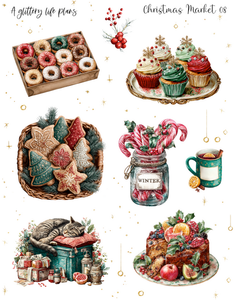 Christmas Market Decorative Stickers for Planners and Journals