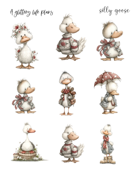 Winter Silly Goose deco sticker sheet