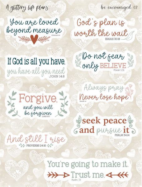 Be Encouraged deco sticker sheets