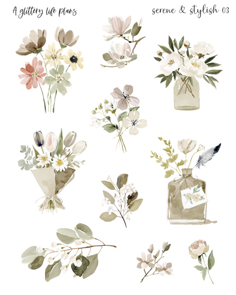 Serene & Stylish deco Sticker Sheets for Planners and Journals