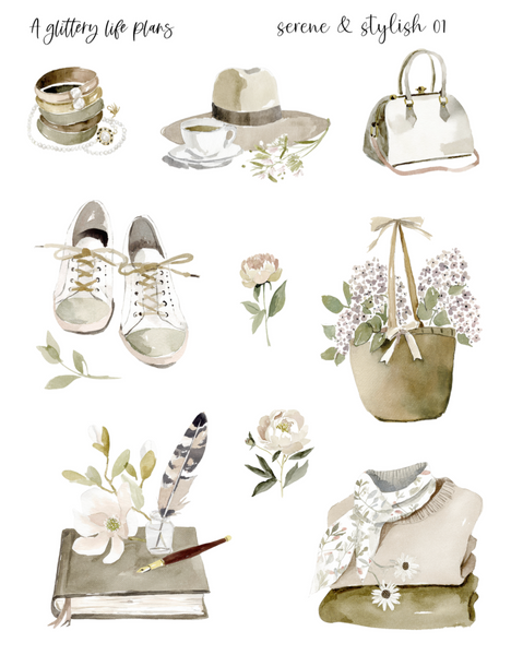Serene & Stylish deco Sticker Sheets for Planners and Journals