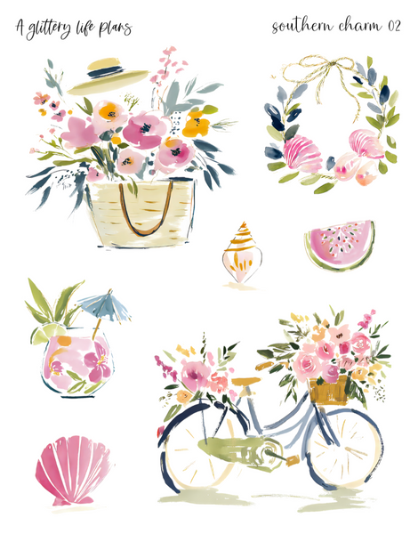 Southern Charm Deco Stickers for Planners and Journals